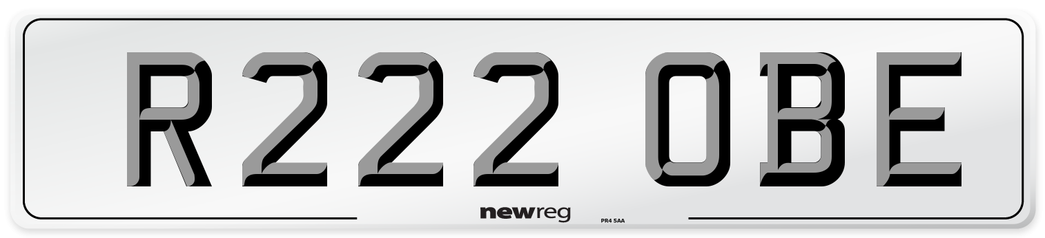 R222 OBE Number Plate from New Reg